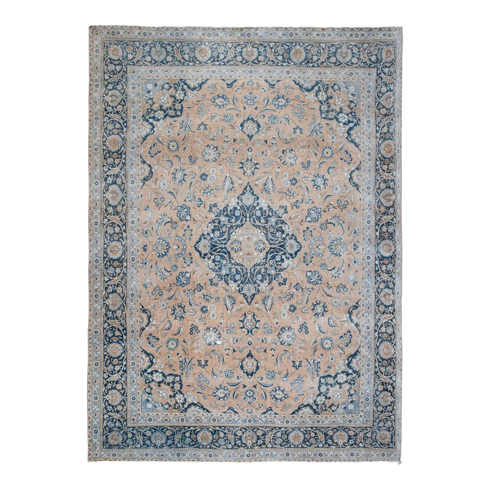 Vintage Handknotted Oversize Blue Turkish Rug