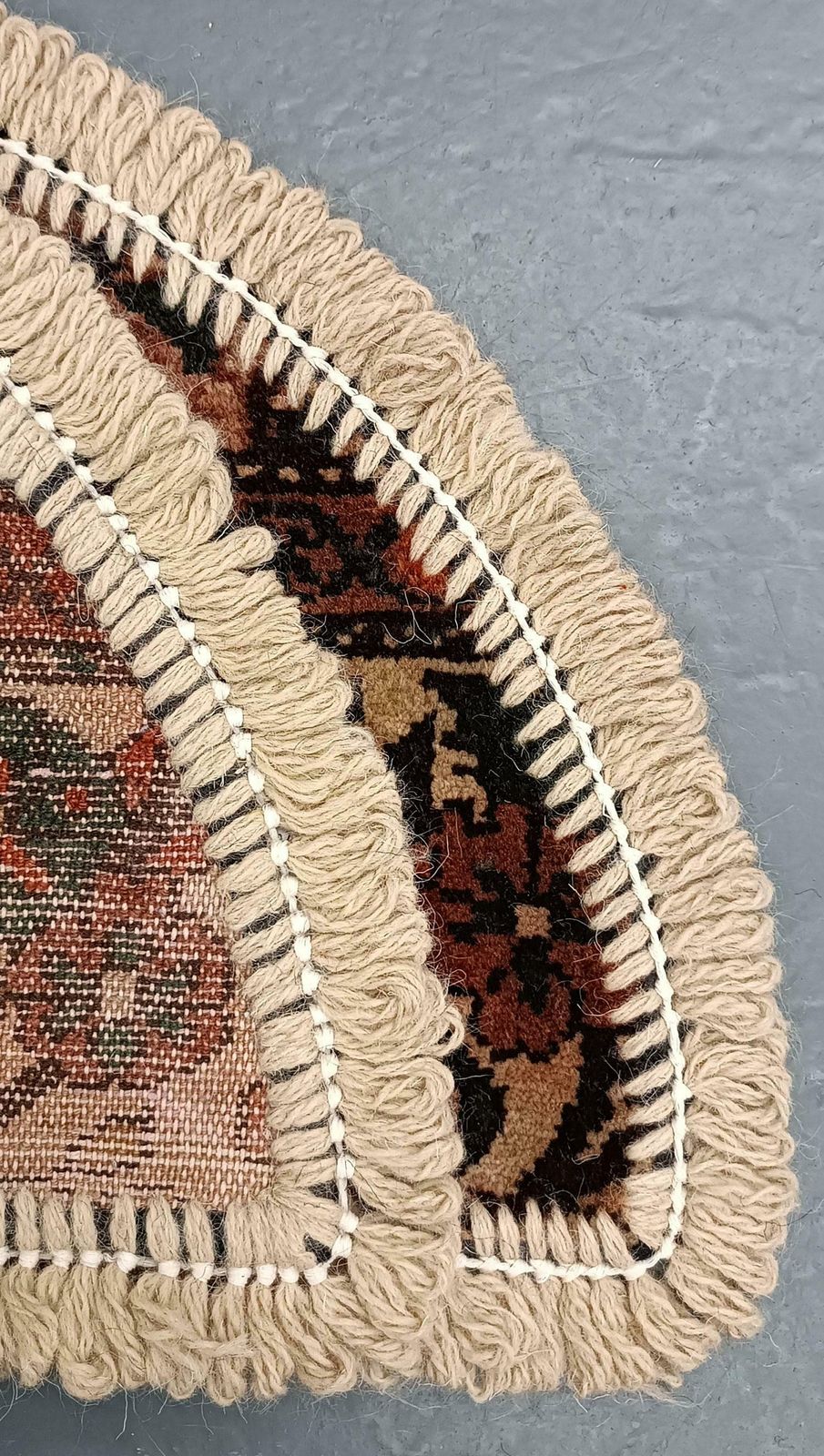 Handmade Rug Doormat Oriental Rug Semi Circular Interior Carpet Mat Entrance Way photo Textiles
