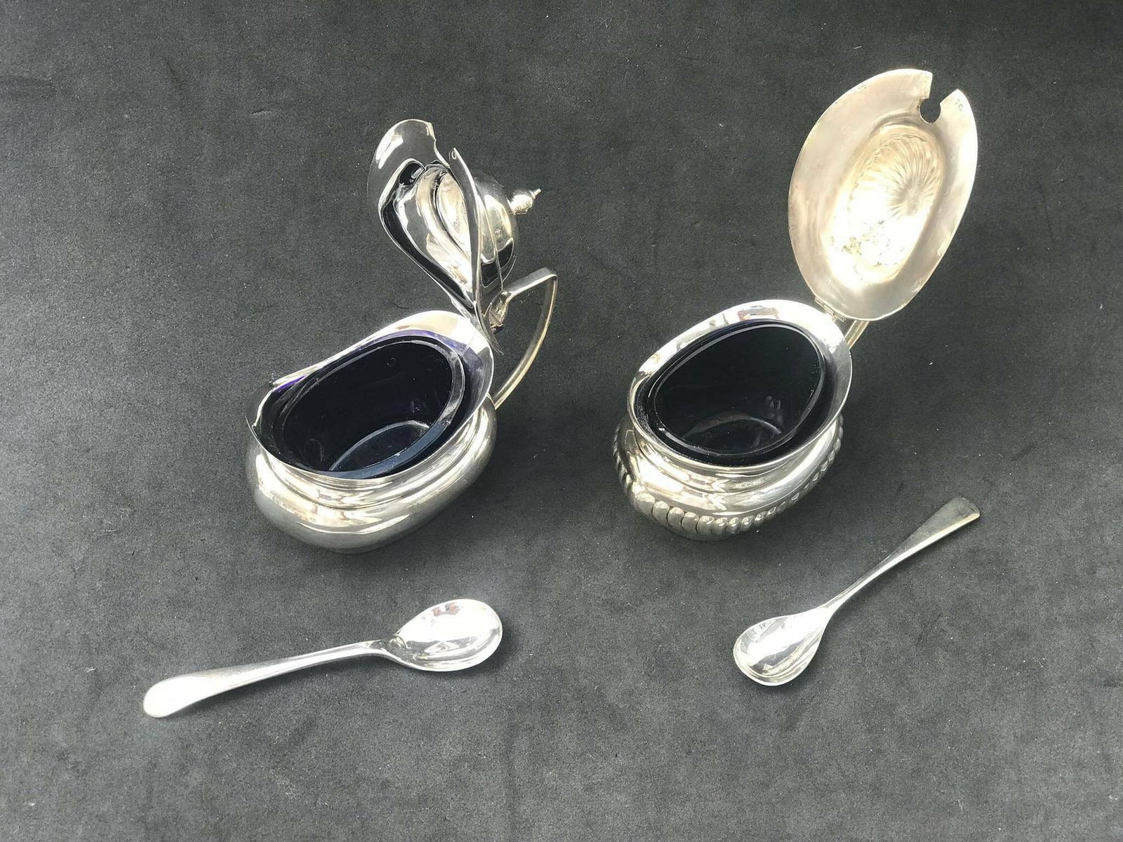 Victorian Salt And Pepper Cellars With Lid And Glass Insert Condiment Set Gift For Couple Wedding Antique Gift English Silver Plated photo buy