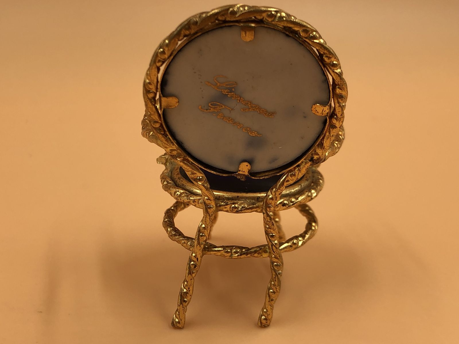 Limoges Fragonard Porcelain France Miniature Furniture Set With Courting Couple. photo for sale