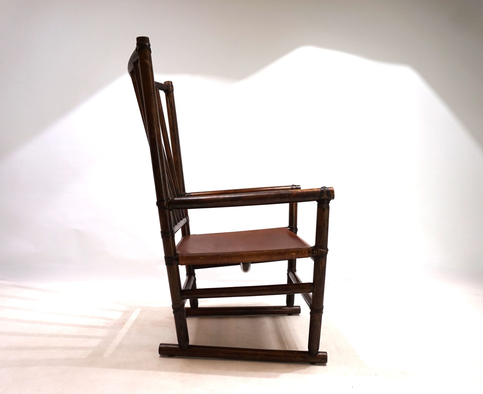 Manou Rattan Armchair With Leather Seat, 1960 photo for sale