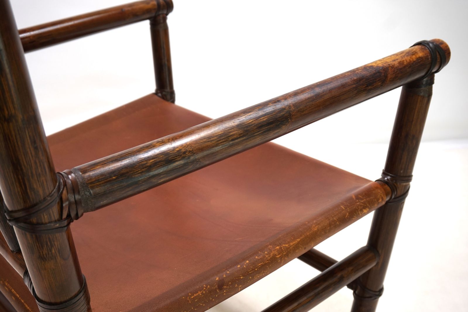 Manou Rattan Armchair With Leather Seat, 1960 photo vintage