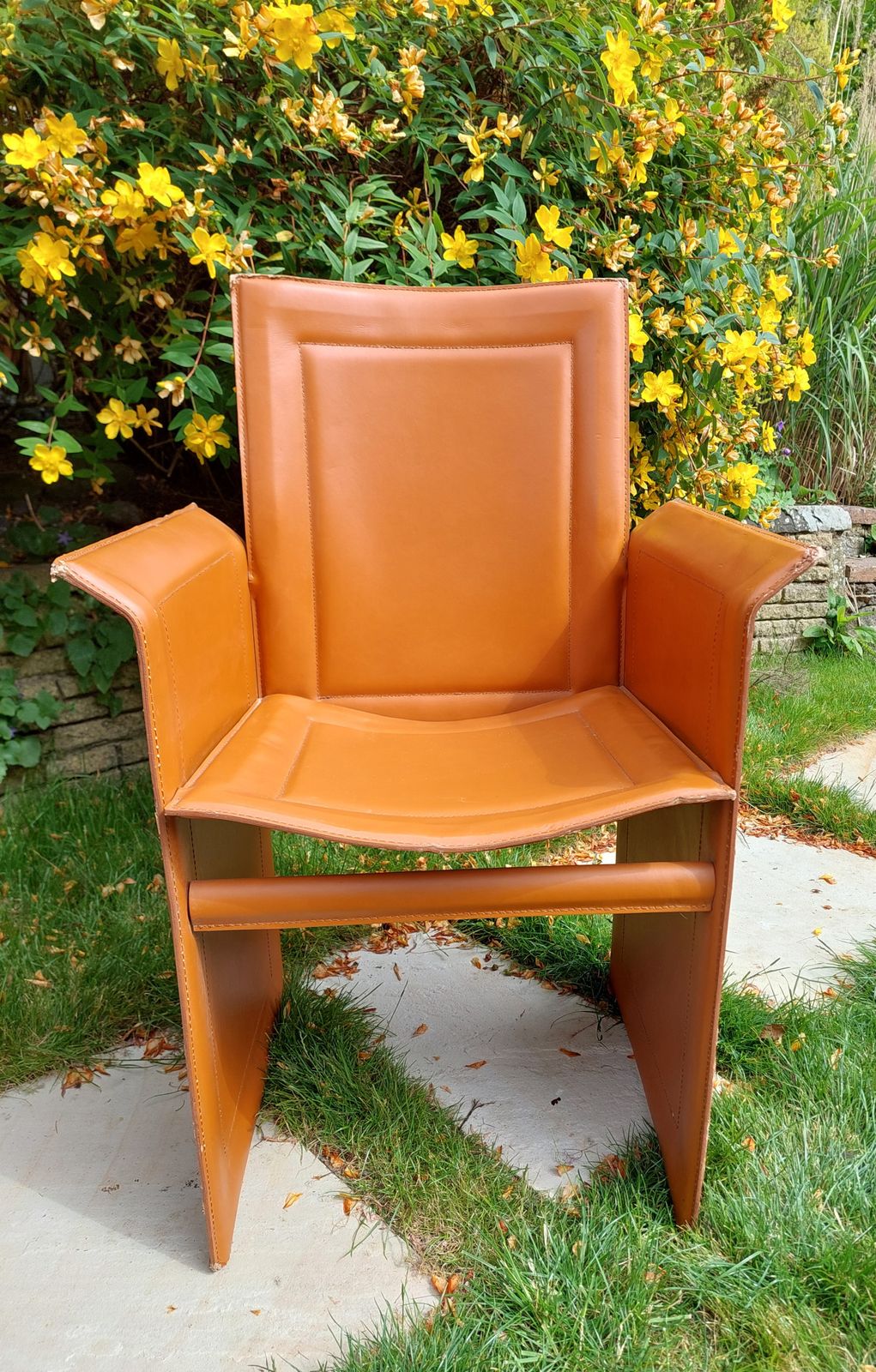 20th Century Tito Agnoli Model "Korium" Camel Leather Armchairs photo furniture