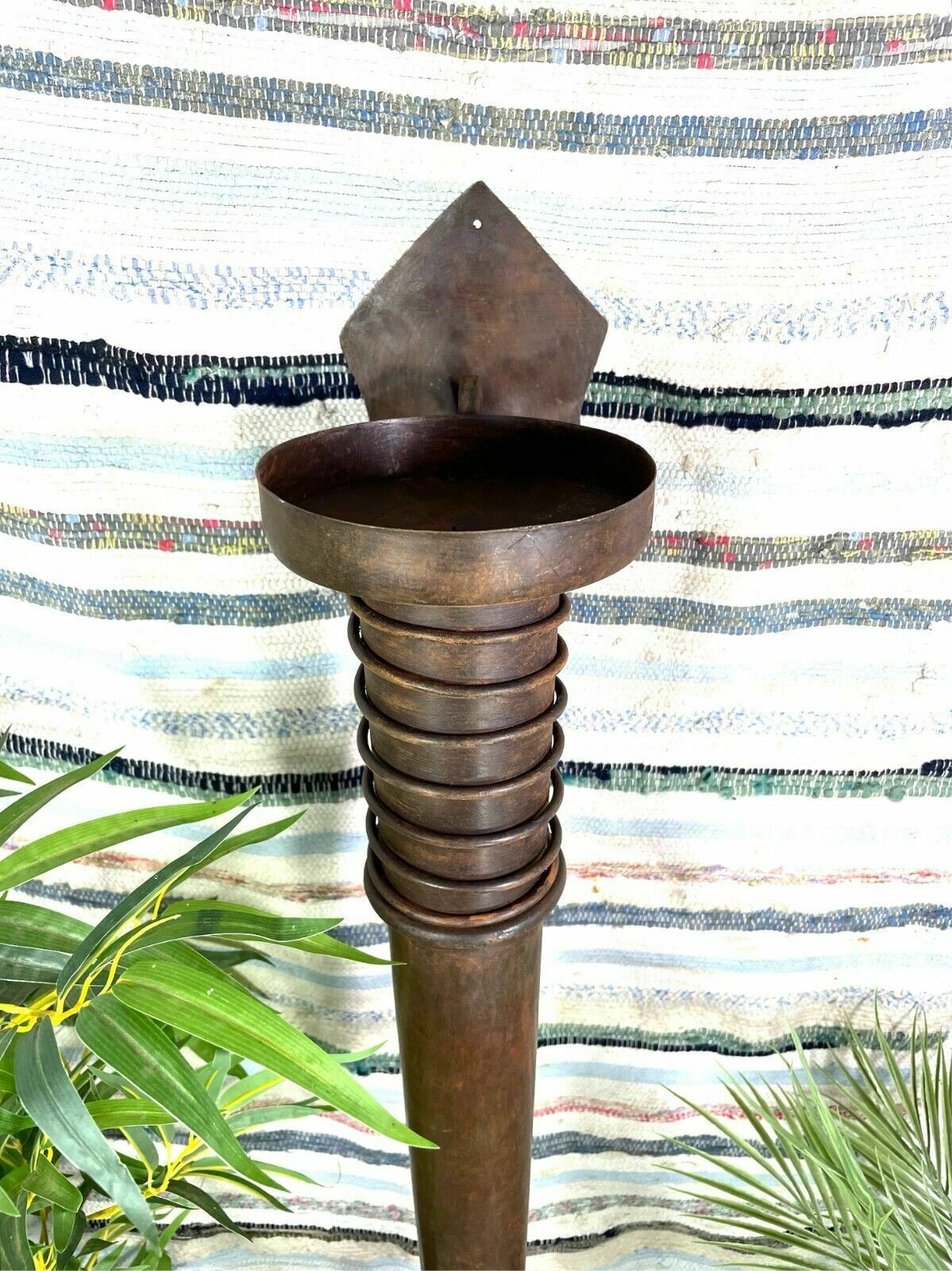 Large Rustic Reclaimed Metal Medieval Torche Torch Candle Holder Wedding Prop photo Home Decor