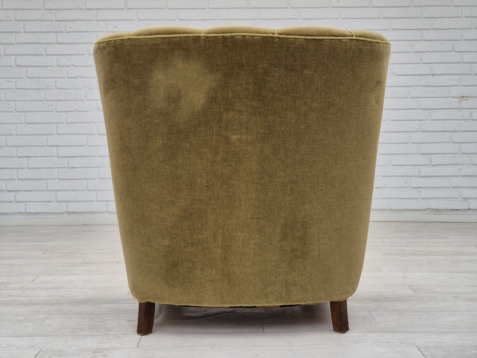 1960s, Danish Vintage Armchair, Furniture Velour, Dark Beech Wood. photo 1450.0