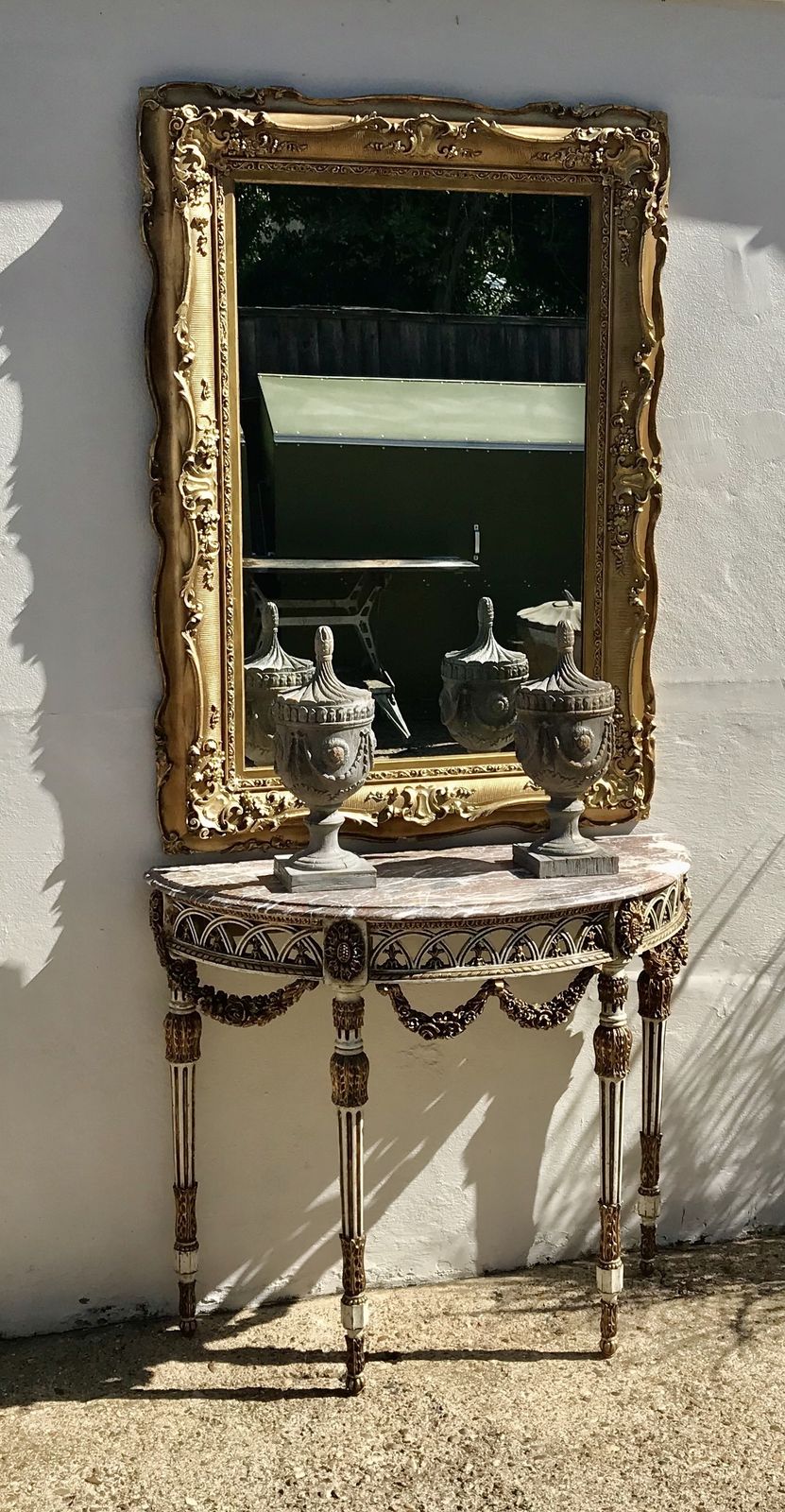 Antique French Loui XVI Gilt & Painted Consol 17th Century photo for sale