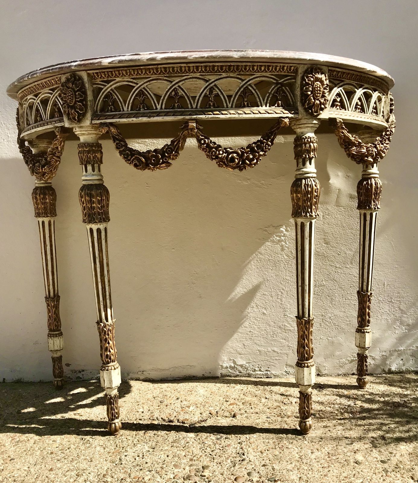 Antique French Loui XVI Gilt & Painted Consol 17th Century photo Furniture