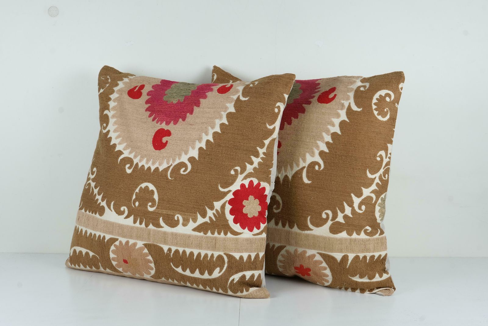Suzani Embroidery Cushion Cover   A Pair photo for sale