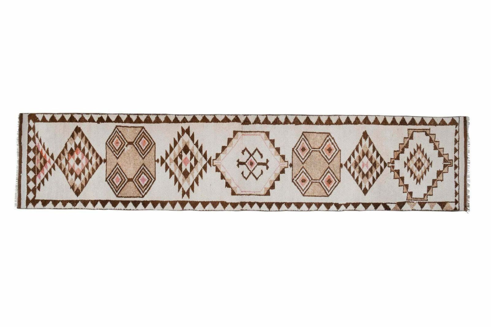 Vintage Cream Brown Herki Runner 2'8" X 12'4" photo furniture
