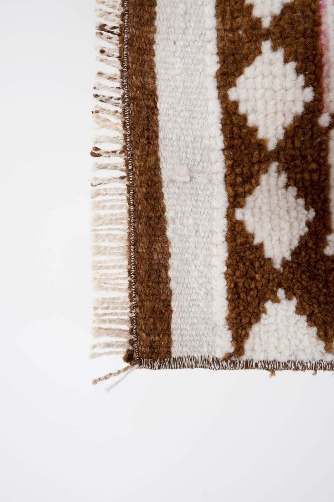 Textiles Vintage Cream Brown Herki Runner 2'8" X 12'4" photo