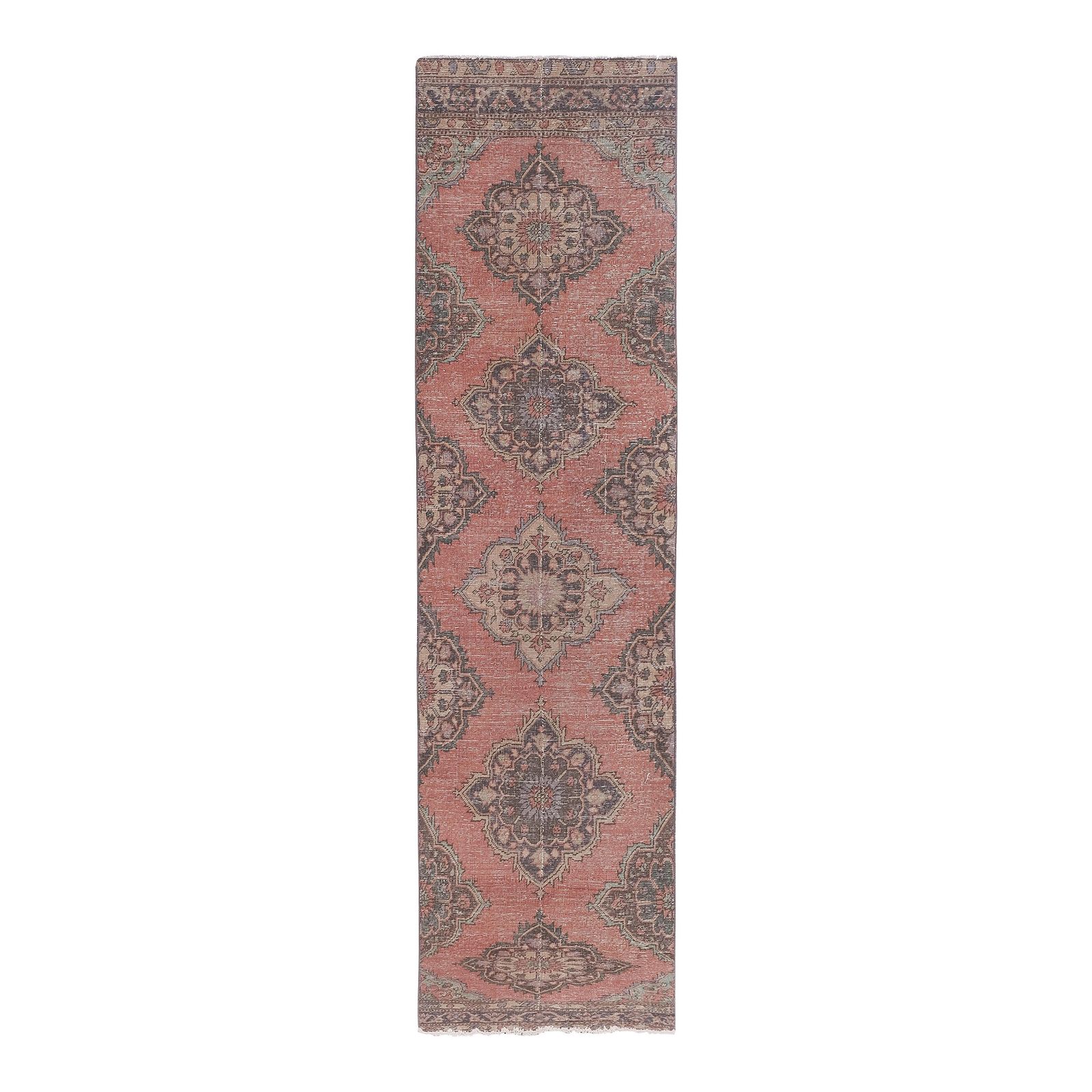 1960s Vintage Turkish Hand Knotted Runner 3'2'' X 11'11''
