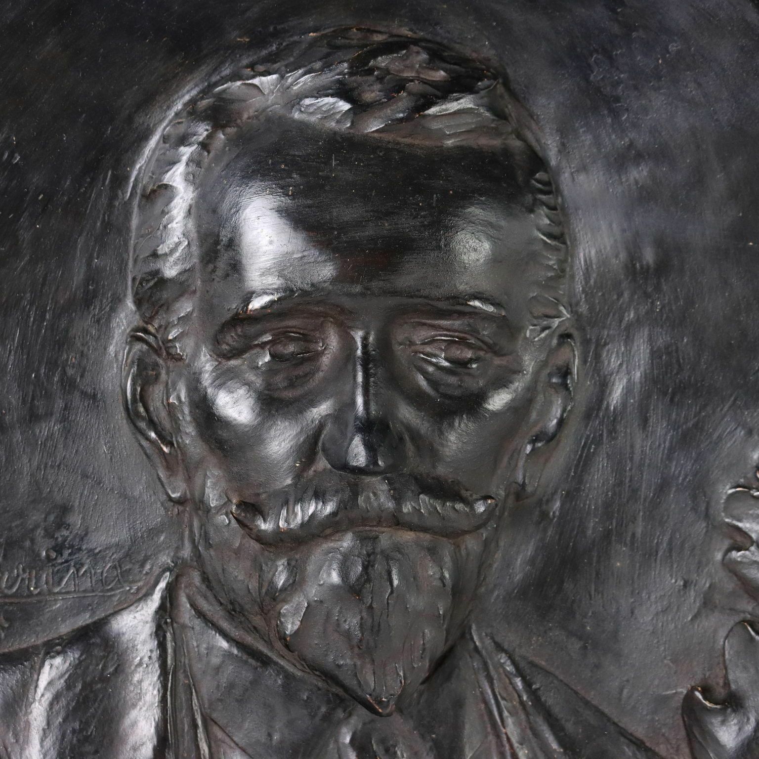 Antique Plaster Plaque Portrait Of A Man Signed Cerrina XX Century photo for sale