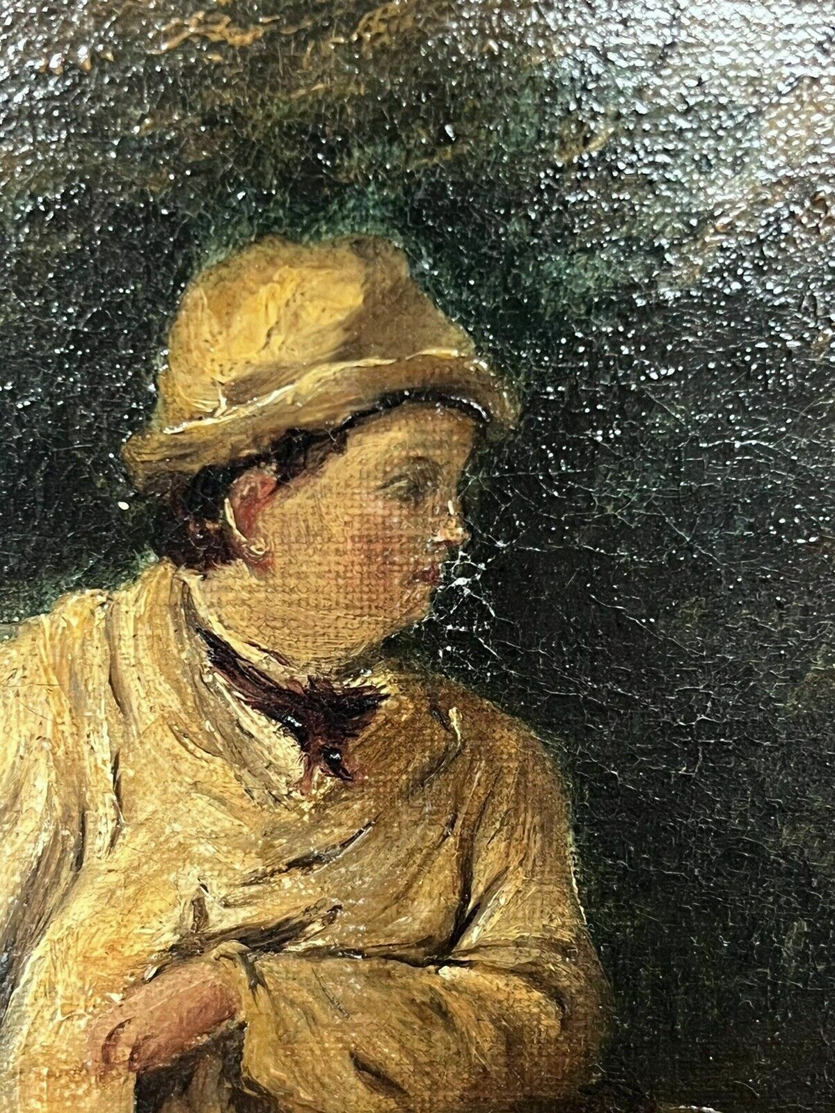 Antique Oil Painting . Oil On Canvas In Gold Gilt Frame. photo vinterior
