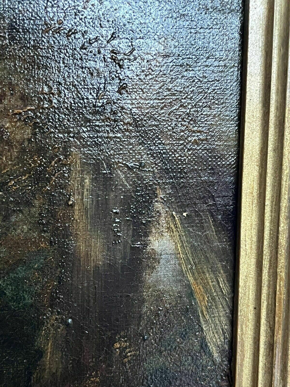 Antique Oil Painting . Oil On Canvas In Gold Gilt Frame. photo buy