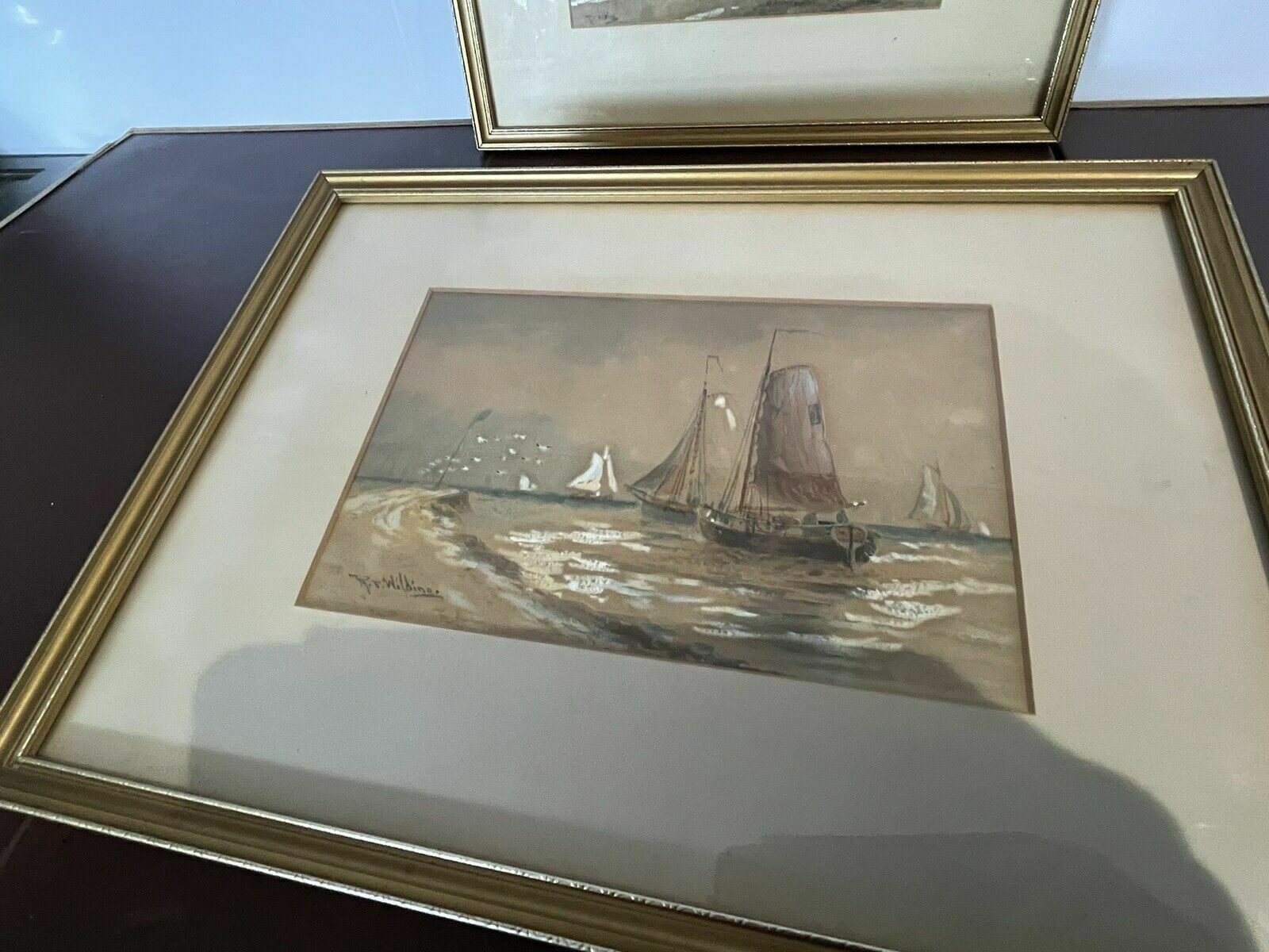 454.0 2 Marine/ Maritime Watercolours Paintings, Both Signed photo