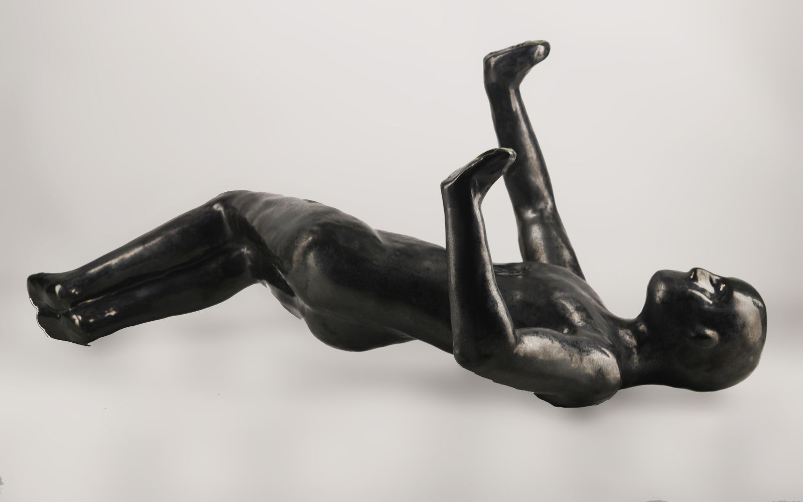 2021 Argentine Contemporary Enameled Dark Grey Ceramic Sculpture, As Part Of 'Cenotafios' Exhibition, By Author Vito Márquez photo Art