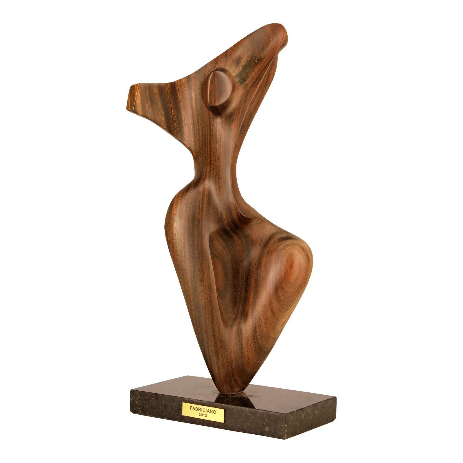 2012 Argentine Biomorphic Wood Abstract Sculpture With Black Marble Base By Artist Fabriciano Gómez