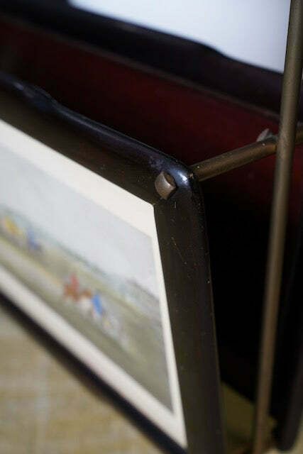 275.0 Mid Century Italian Designed Rosewood & Brass Magazine Rack With Watercolour Landscapes photo