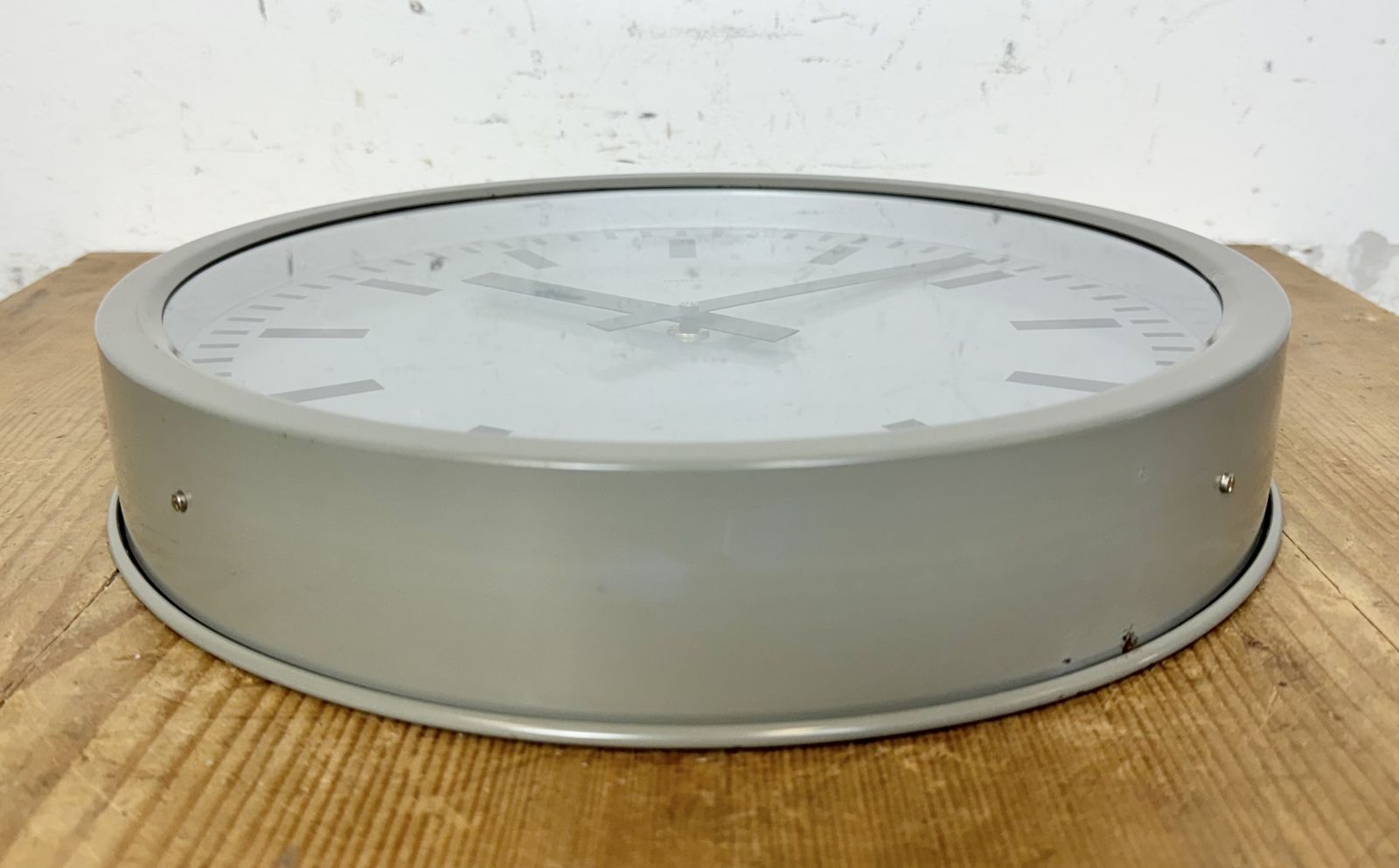 Grey Industrial Station Wall Clock From Nedklok, 1960 photo furniture