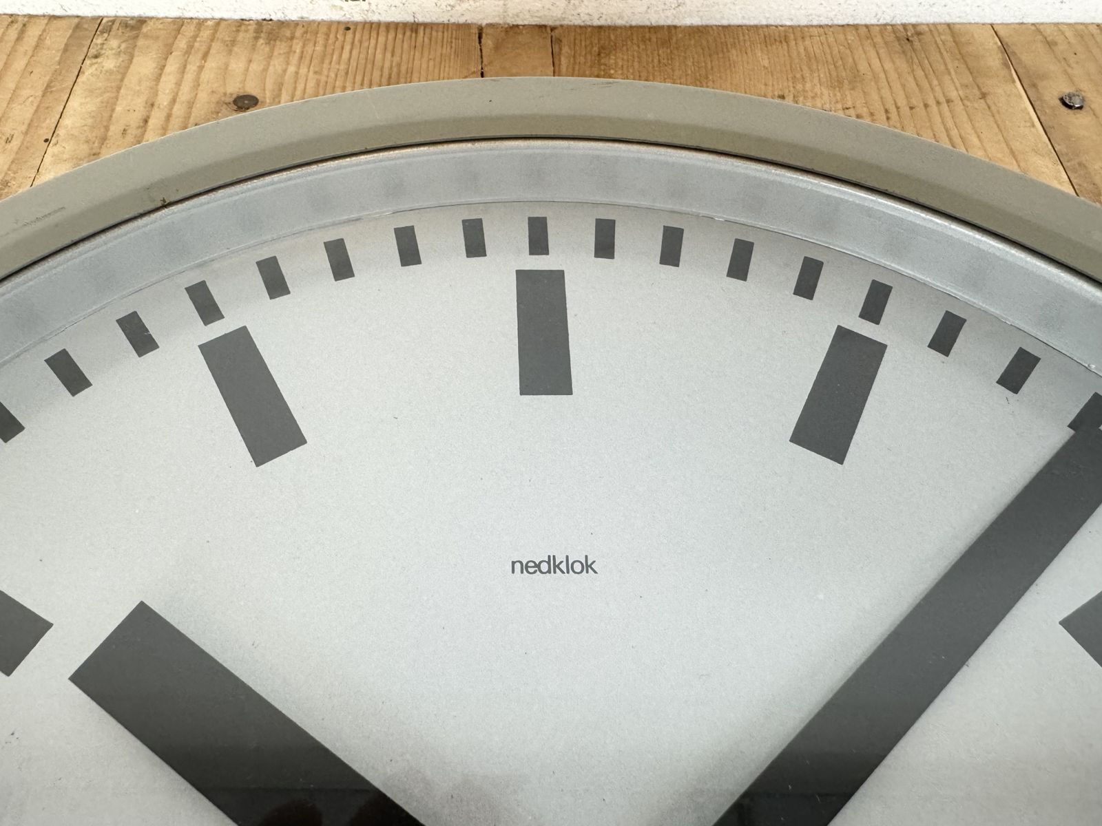 photo vintage Grey Industrial Station Wall Clock From Nedklok, 1960