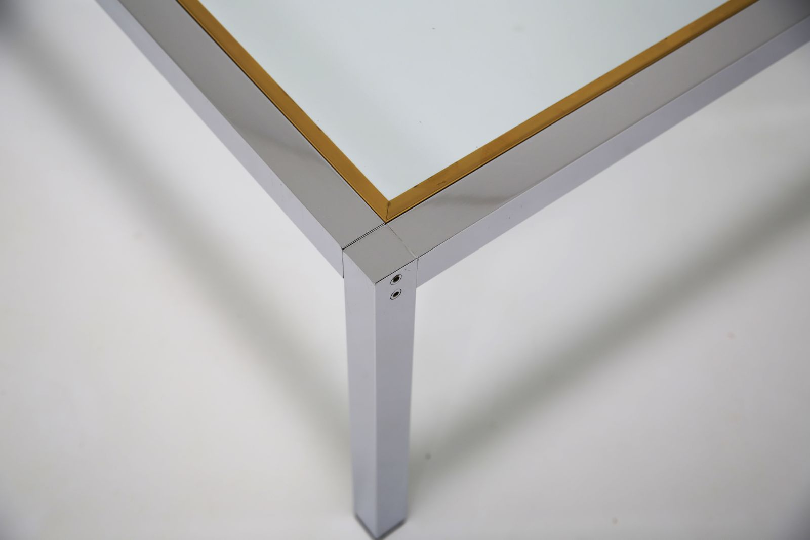 photo for sale Mid Century Chrome And Glass Coffee Table, Italy, 1970s.