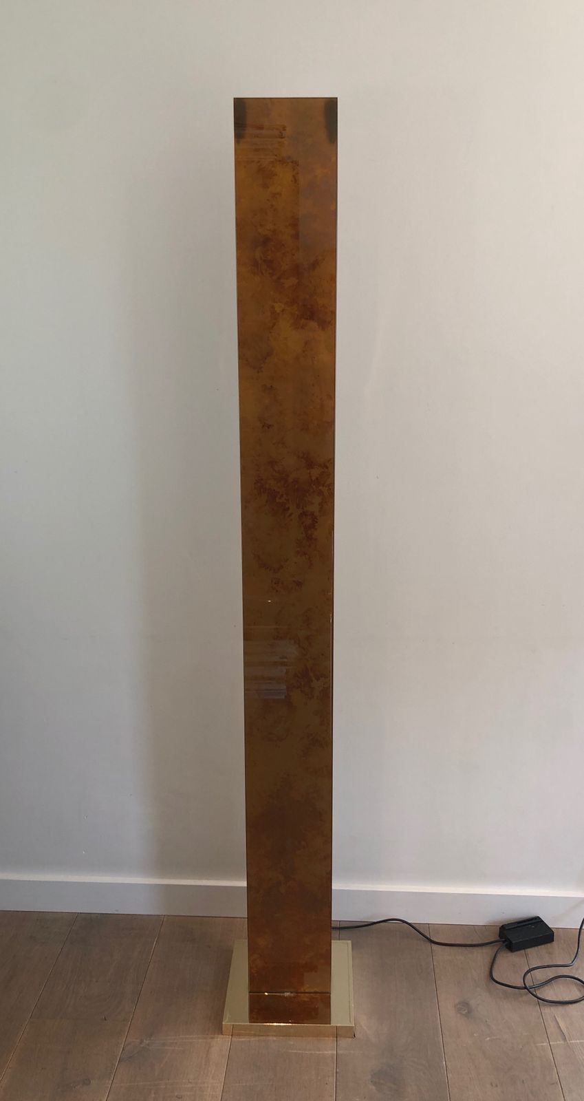 Lighting Floor Lamp In Golden Plexiglass And Golden Metal Base photo