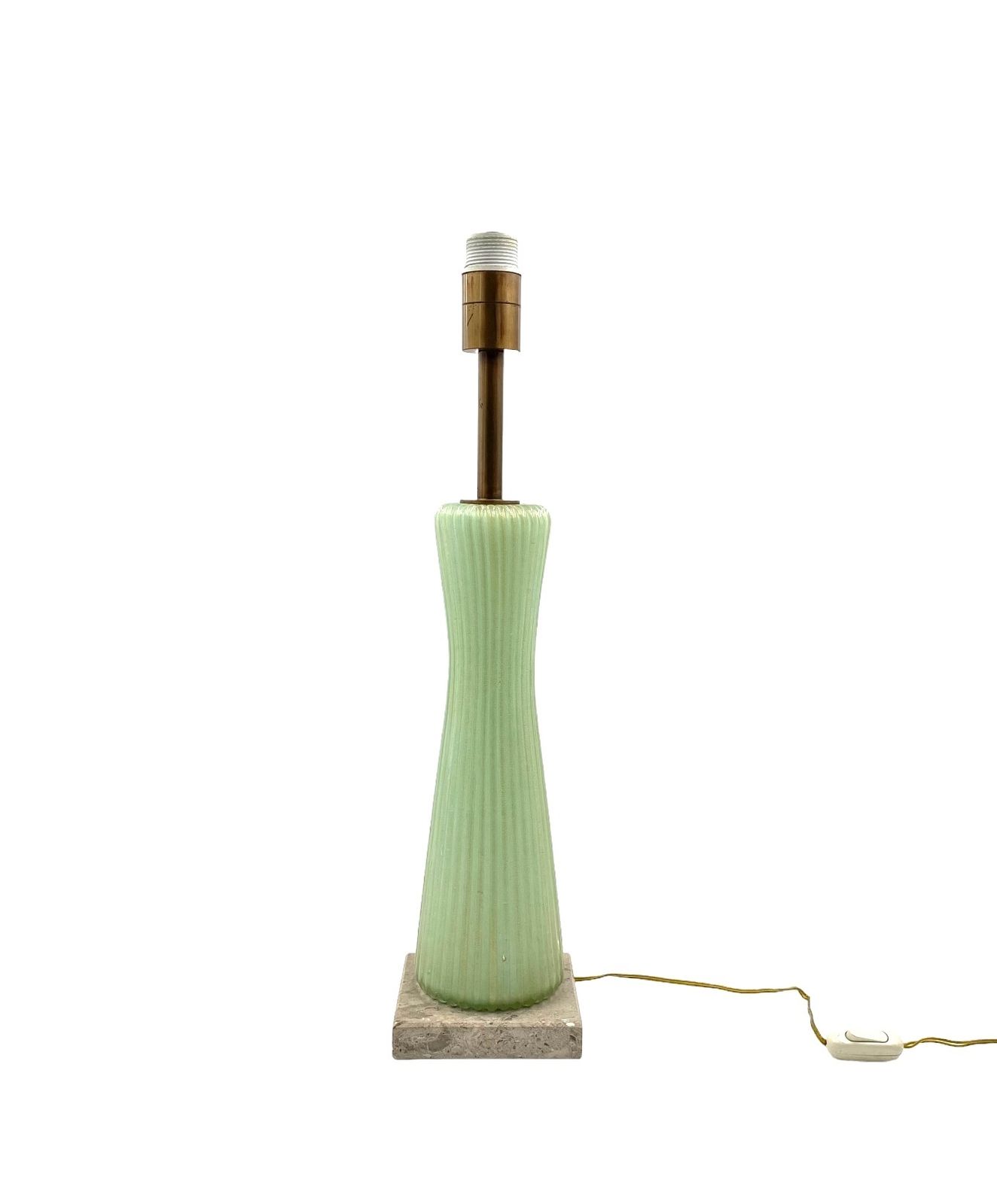 photo vinterior Mid Century Modern Green Murano Glass Table Lamp, Barovier & Toso Italy, 1940s
