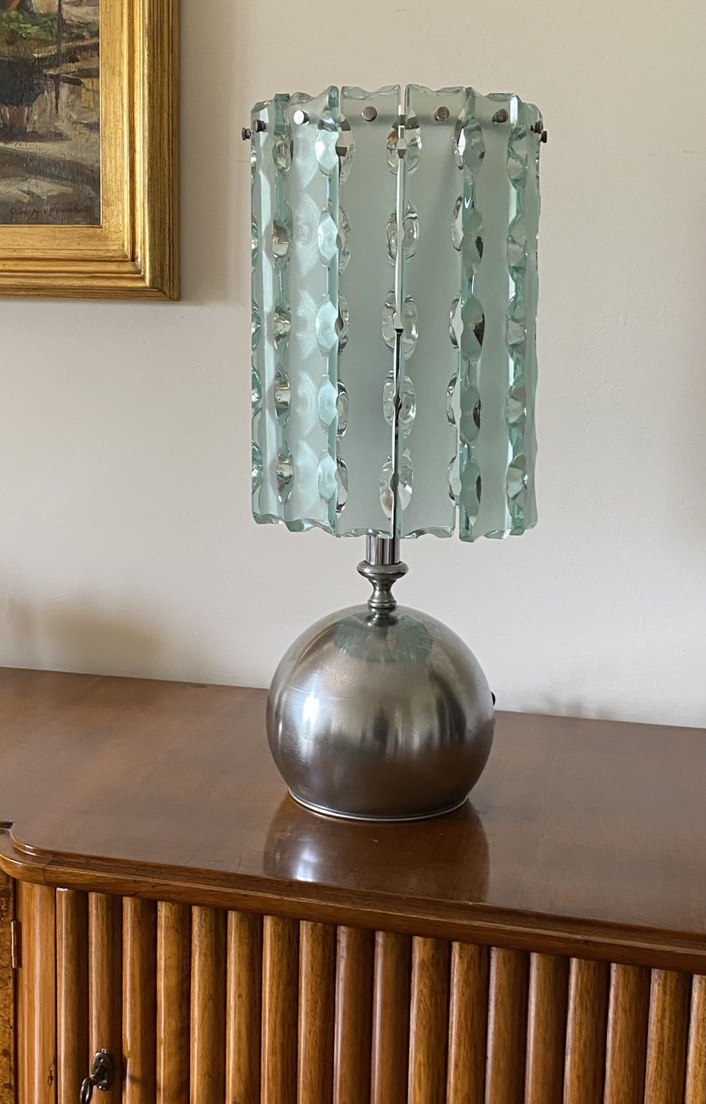 Max Ingrand, Molded Glass Table Lamp, Zero Quattro Per Fontana Arte, Italy Circa 1970 photo furniture