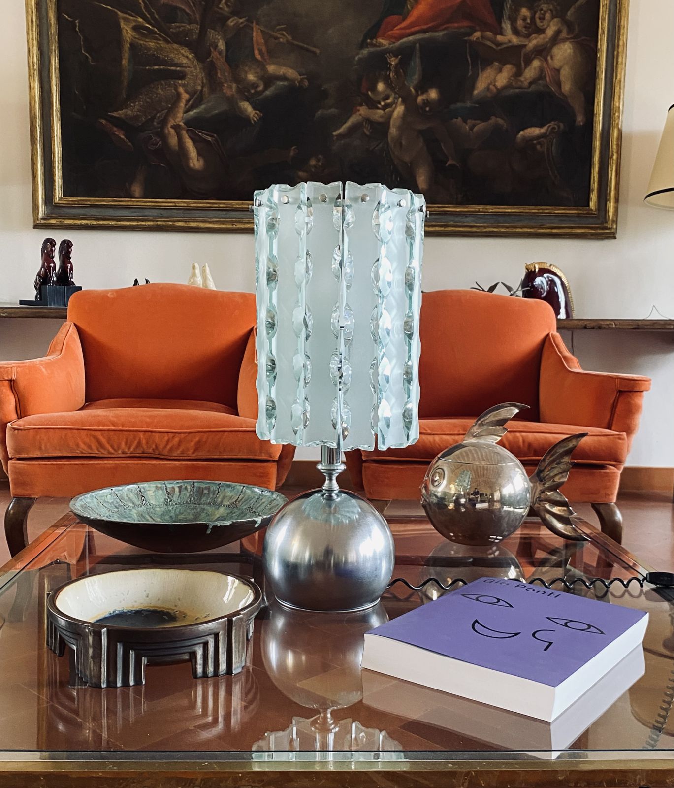 Max Ingrand, Molded Glass Table Lamp, Zero Quattro Per Fontana Arte, Italy Circa 1970 photo vintage