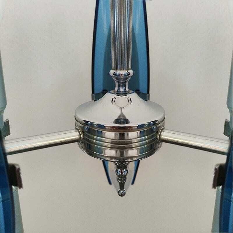 1970s Gorgeous Blue And Smoked Glass Pendant Lamp By Veca. Made In Italy photo vinterior