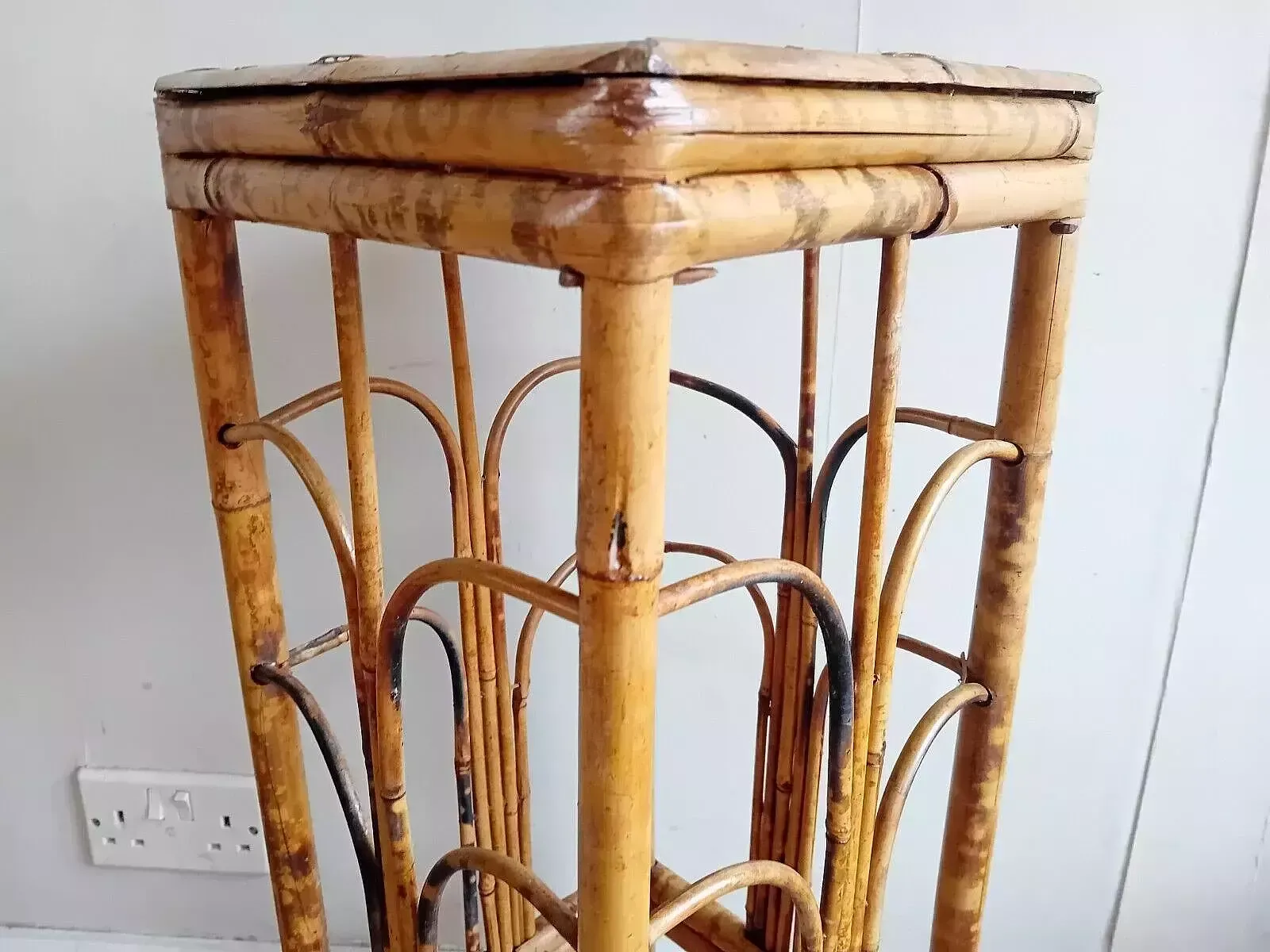 Home Decor Delightful Antique Tiger Bamboo Victorian Side / Hall / Lamp Table / Plant Stand photo