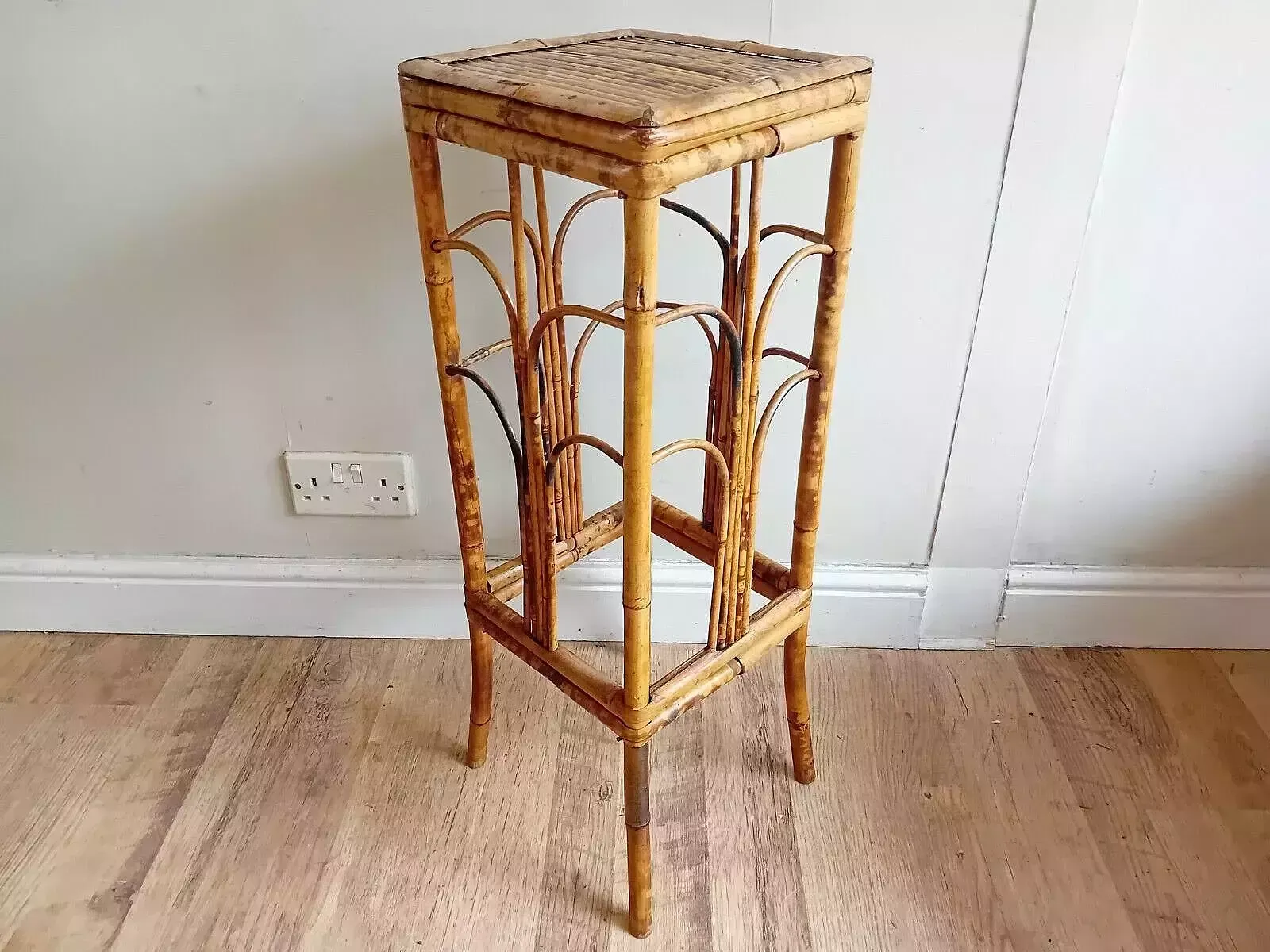 photo buy Delightful Antique Tiger Bamboo Victorian Side / Hall / Lamp Table / Plant Stand