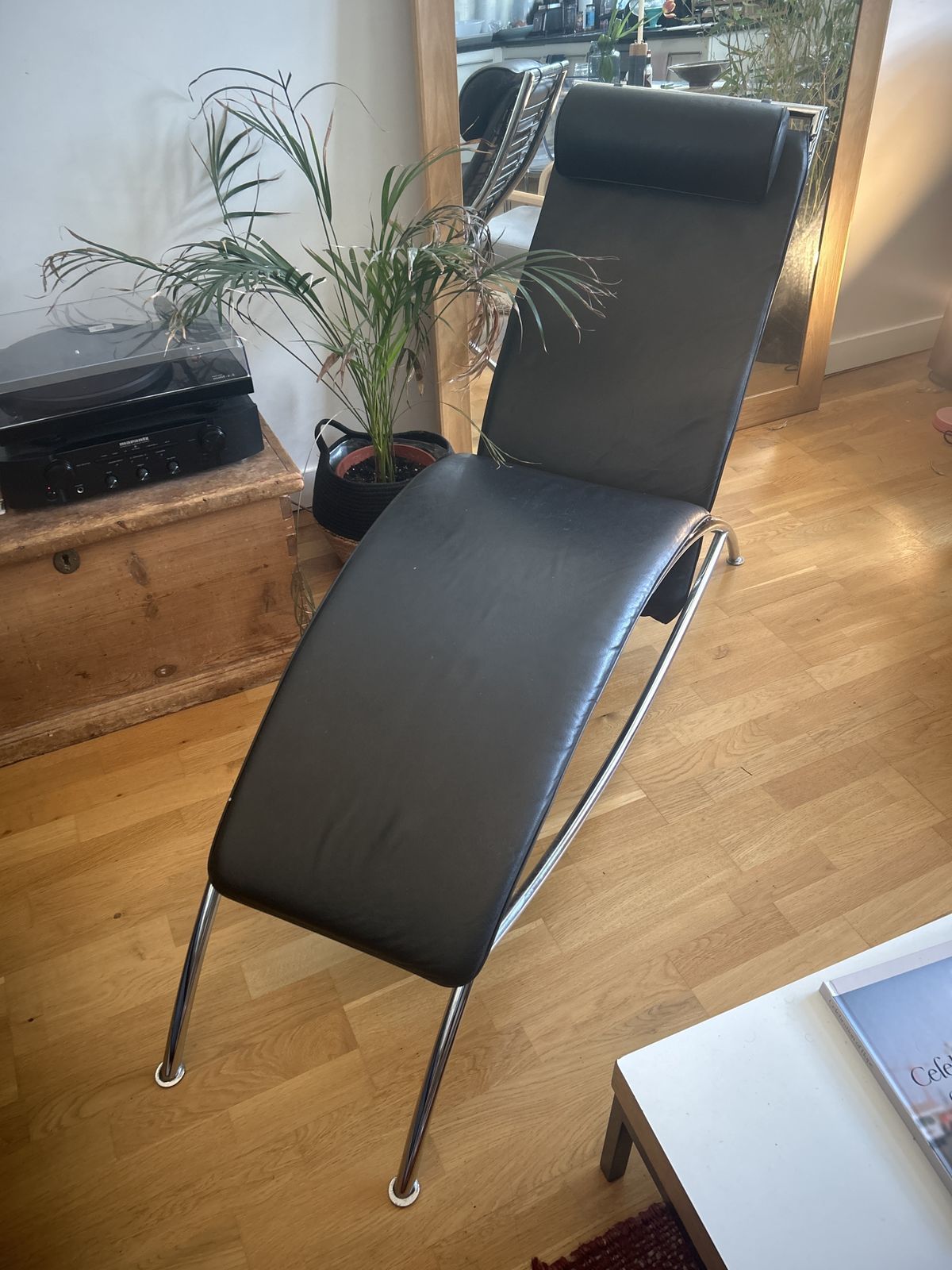 Designer Lounge Chair With Original Black Leather photo furniture