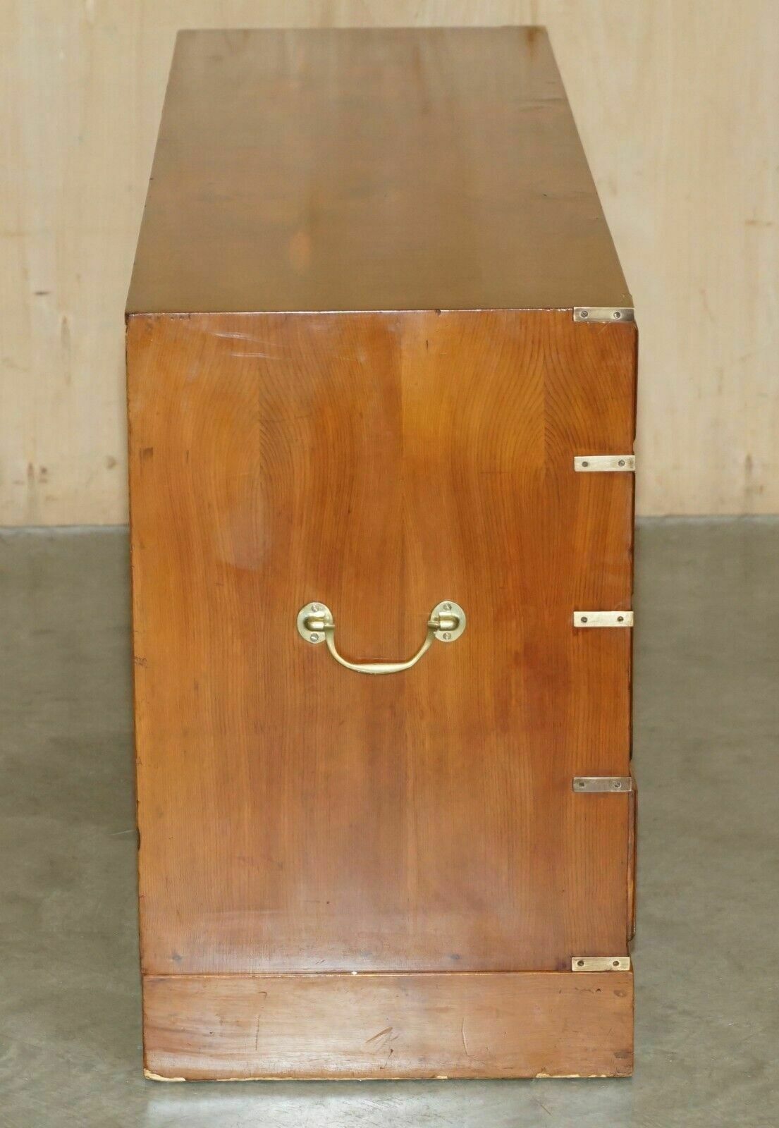 photo buy Fine Restored Traditionally French Polished Burr Elm Military Campaign Sideboard