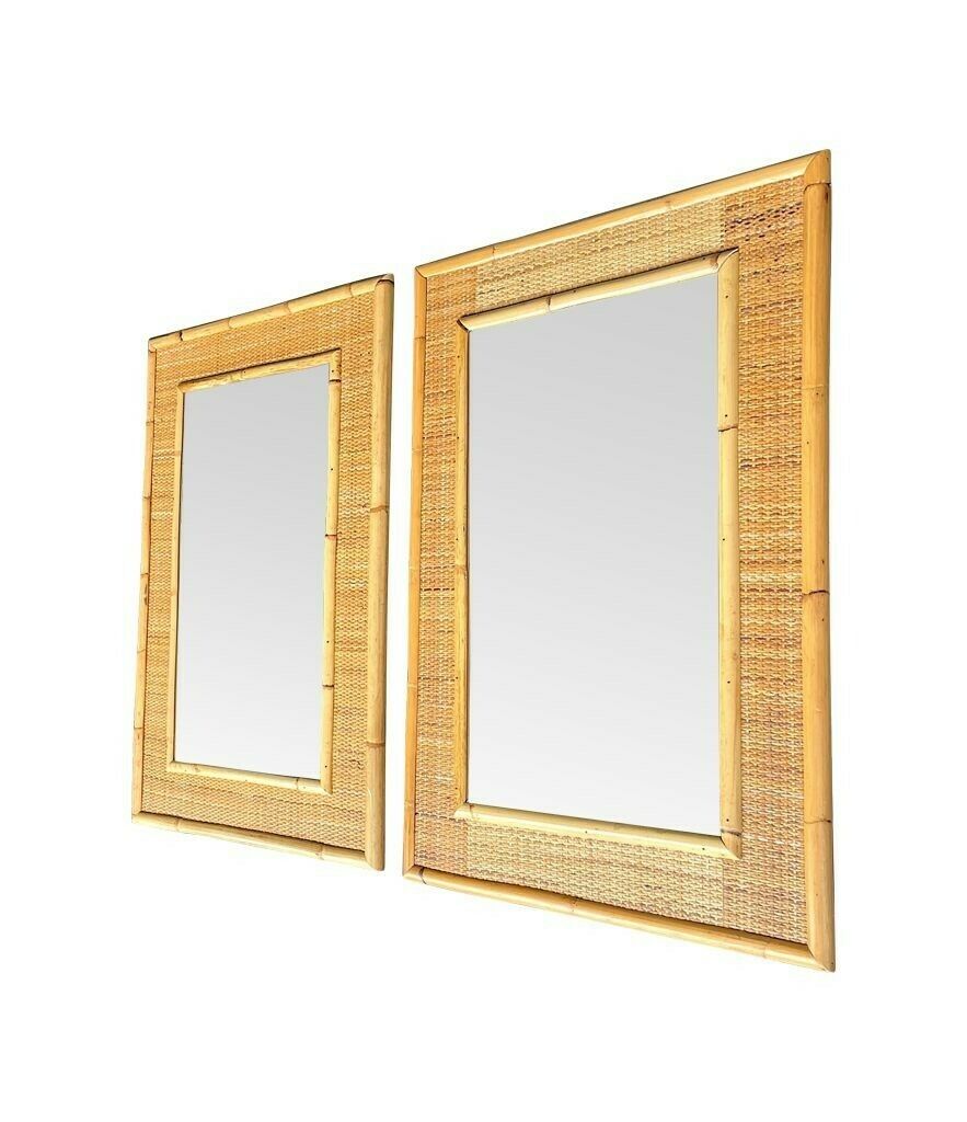 photo furniture A Pair Of Large Italian 1970s Bamboo And Woven Rattan Mirrors By Dal Vera