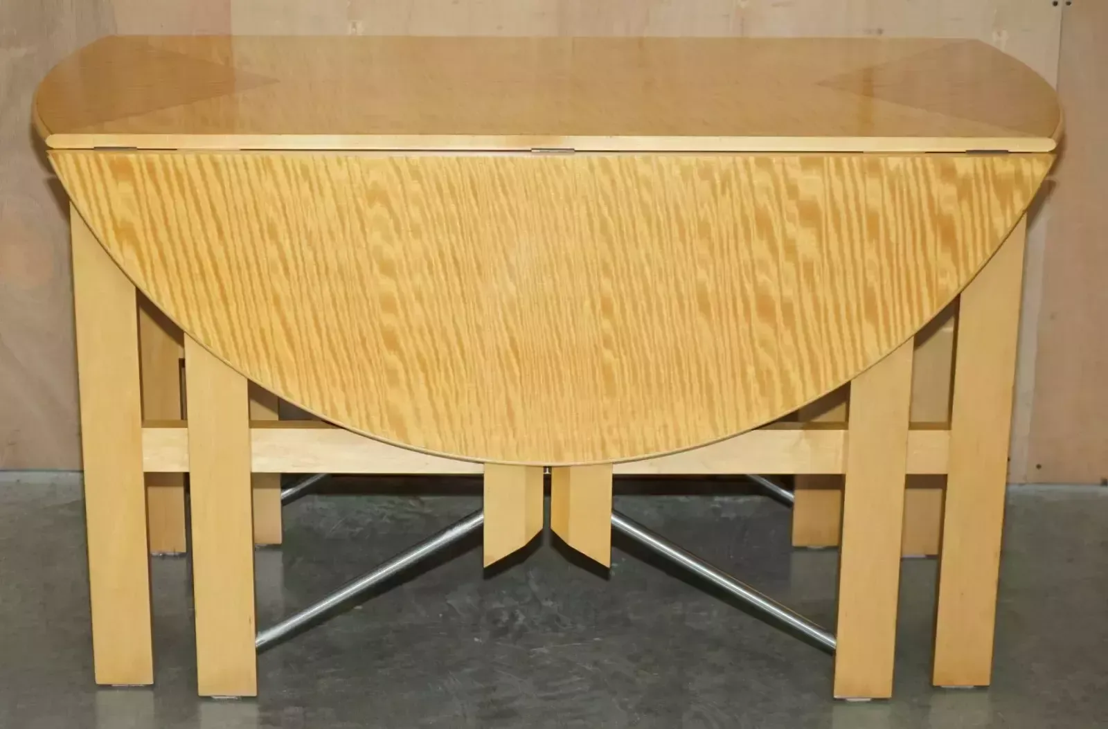 Stunning Andrew Varah Satinwood Walnut Round Extending Dining Table With Drawers photo 3950.0