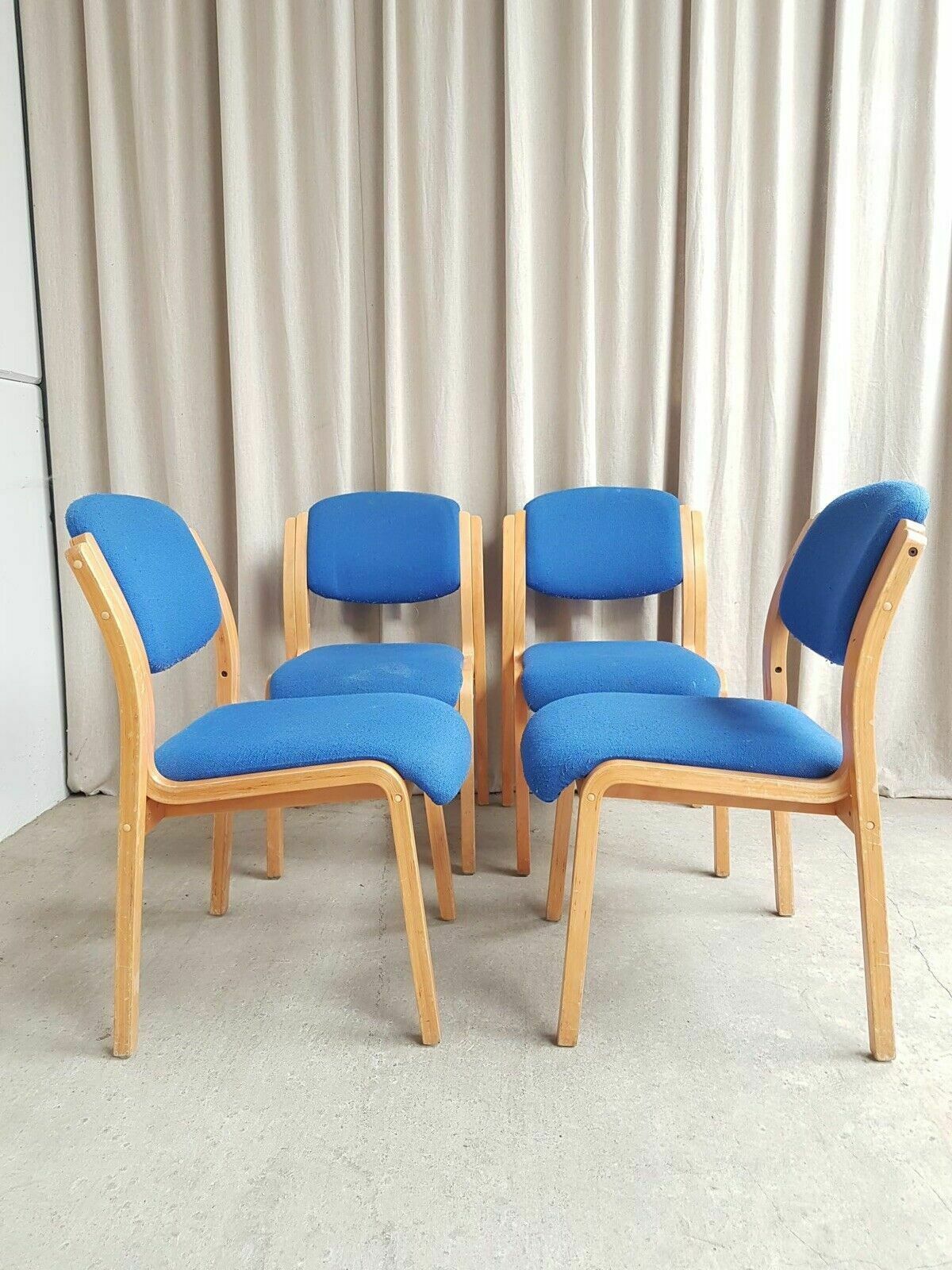 Vtg Late Mid Century Set Of 4 Modernist Style Dining Chairs Scandi Retro R504 photo Furniture