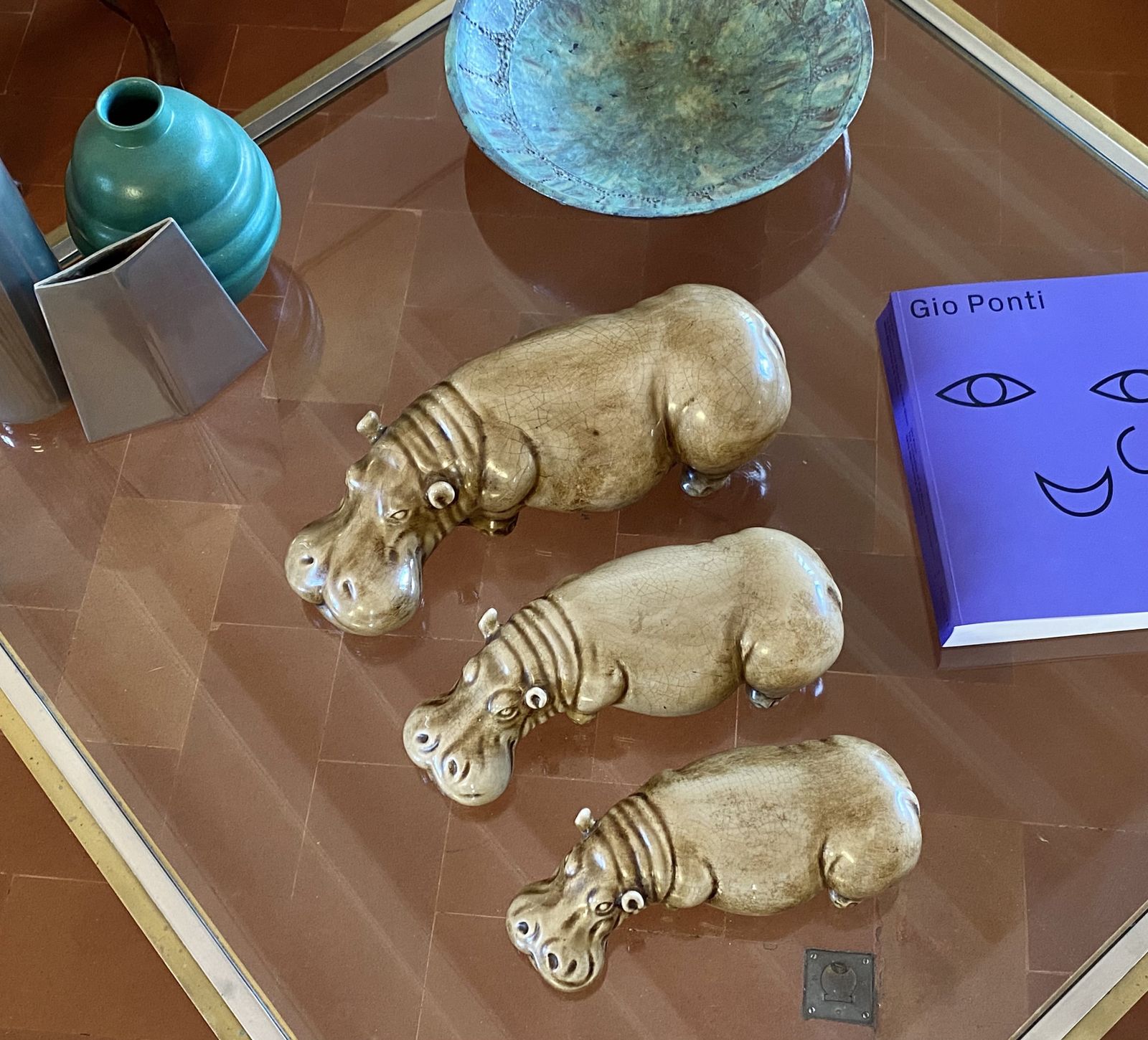 photo buy Mid Century Set Of 3 Ceramic Hippos, Zaccagnini Italy 1950s