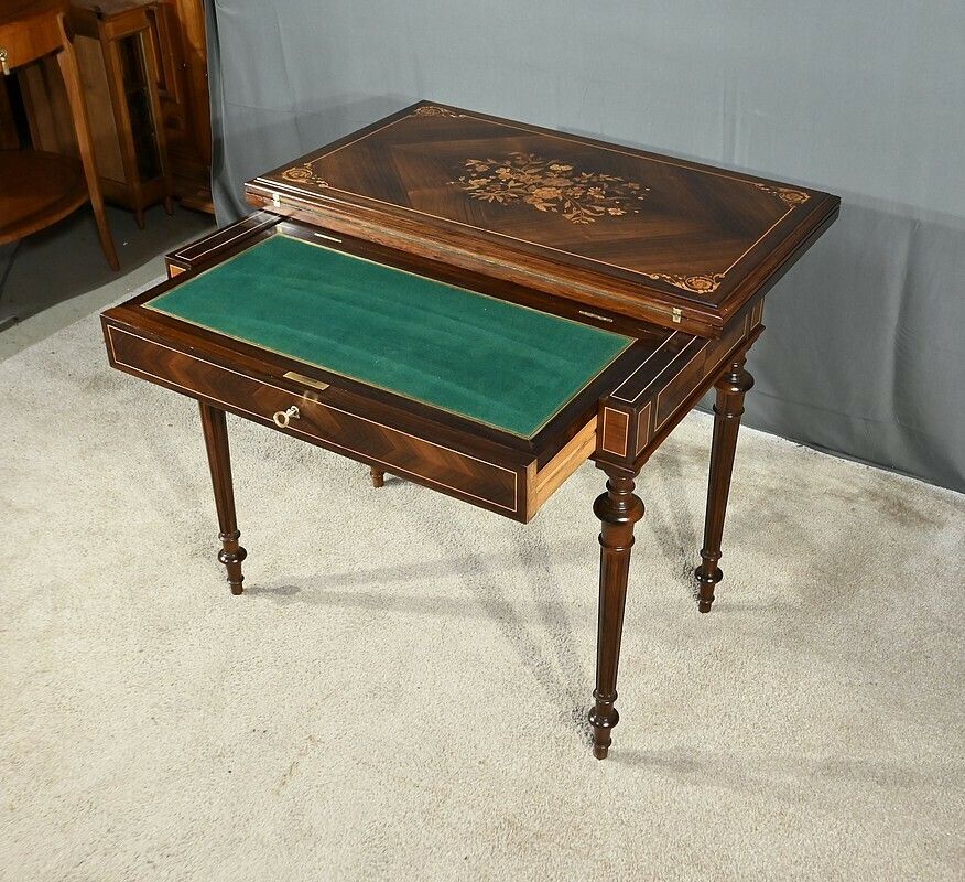 Marquetry System Table, Louis XVI Style – 2nd Half Of The 19th Century photo 2640.0