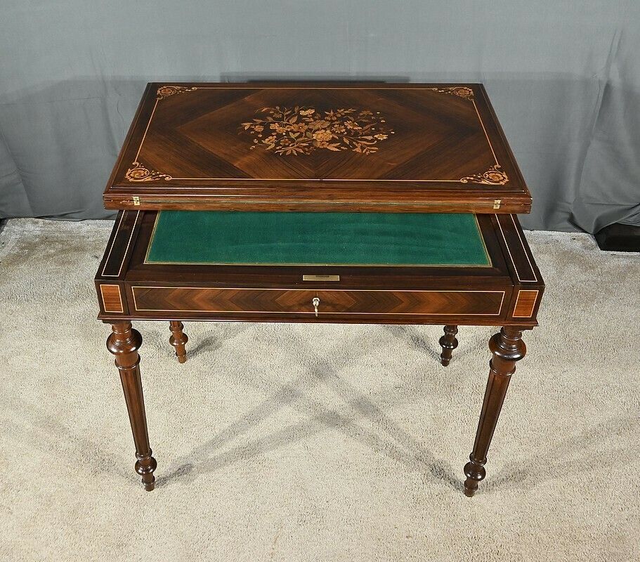 photo vinterior Marquetry System Table, Louis XVI Style – 2nd Half Of The 19th Century
