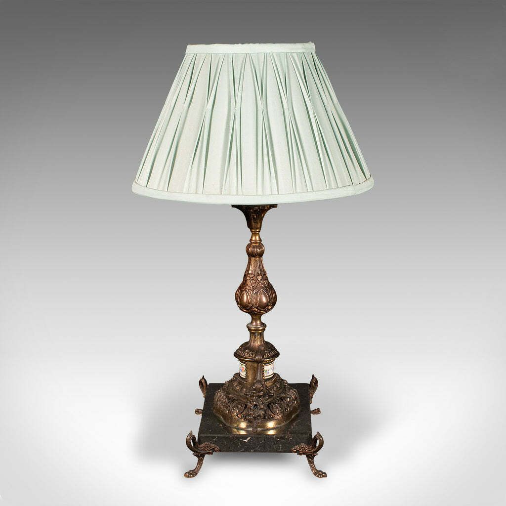 Antique Table Lamp, French, Gilt Metal, Marble, Side Light, Edwardian, C.1910 photo Lighting