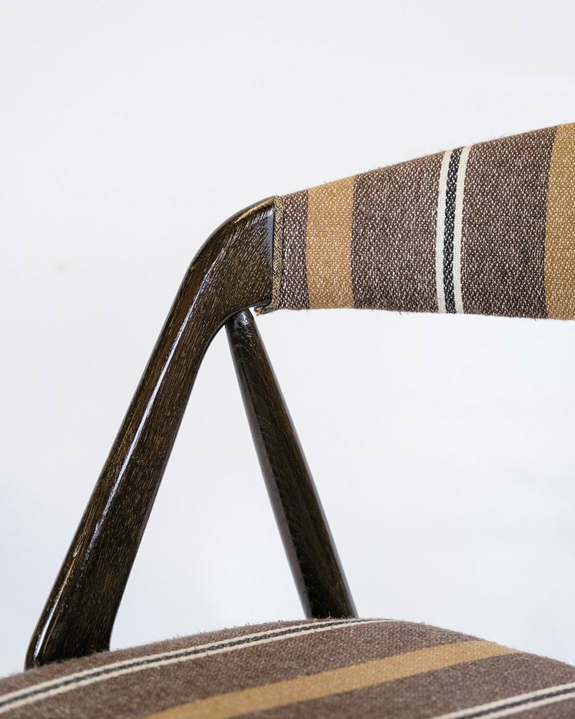 photo furniture Set Of 6 Dining Chairs Model 31 In Stained Oak & Upholstered With Striped Fabric By Kai Kristiansen For Schou Andersen Form 1960s