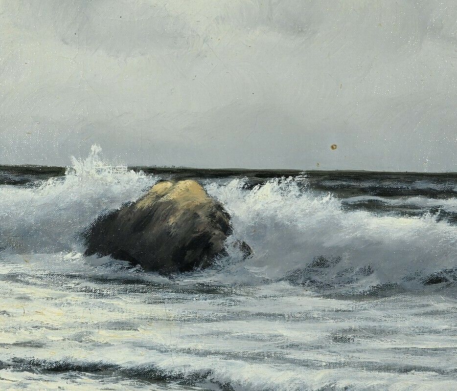 Art Grande Huile Sur Toile Marine Signée F. Carbu – Xxe photo