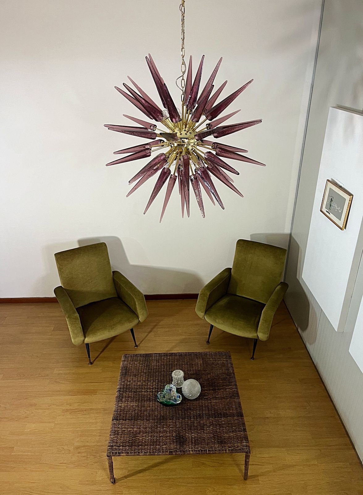 photo for sale Exceptional Murano Amethyst Glass Sputnik Chandelier   51 Glasses
