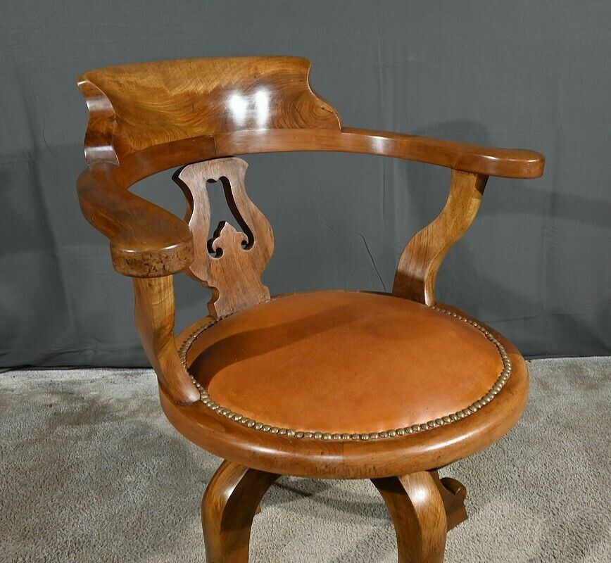 Swivel Armchair, Victorian Era, England – 2nd Part Of The 19th Century photo vintage