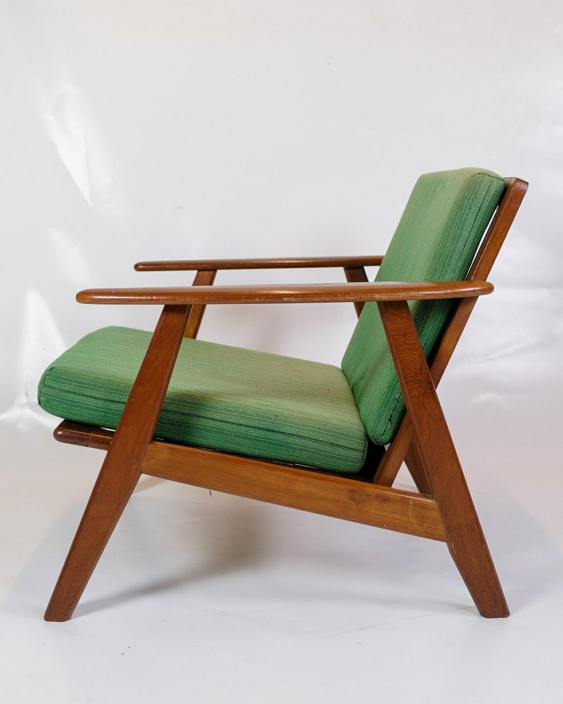 Armchair In Teak & Upholstered In Green Fabric, Danish Design From 1960s photo Furniture