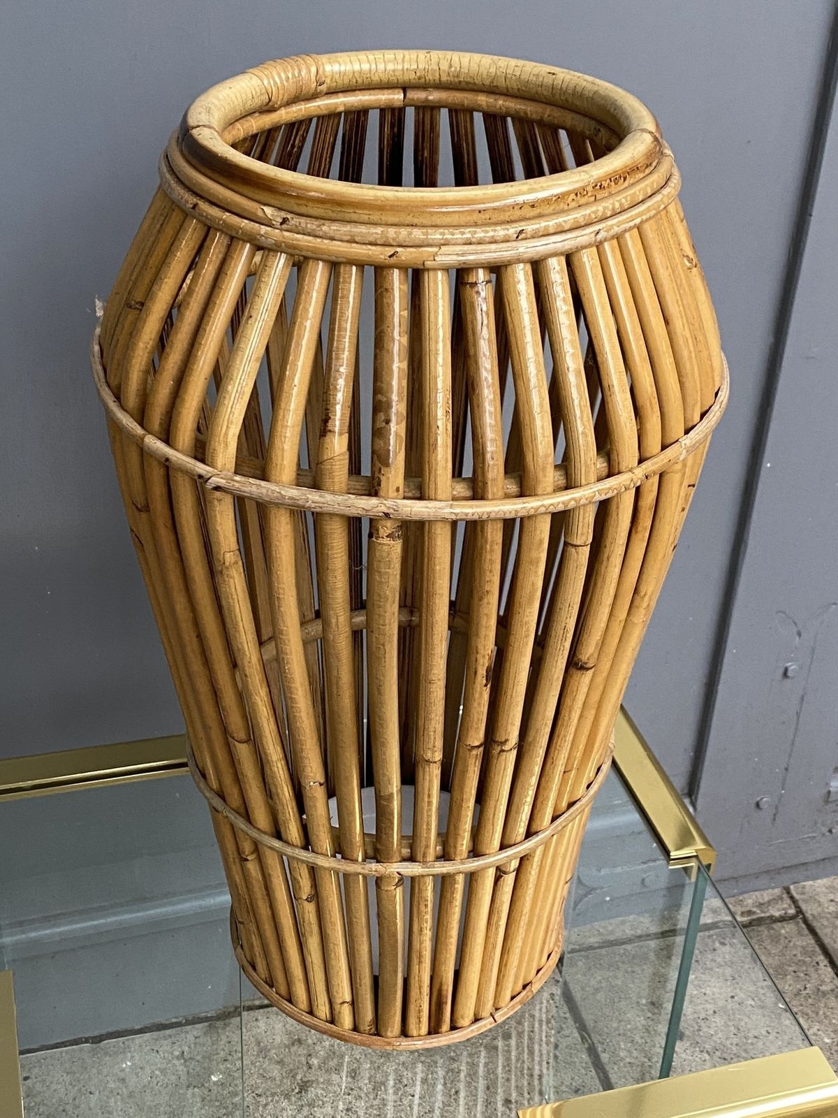 Italian Bamboo Umbrella Stand / Cane Stand Attributed To Franco Albini For  Vittorio Bonacina, 1970s photo furniture