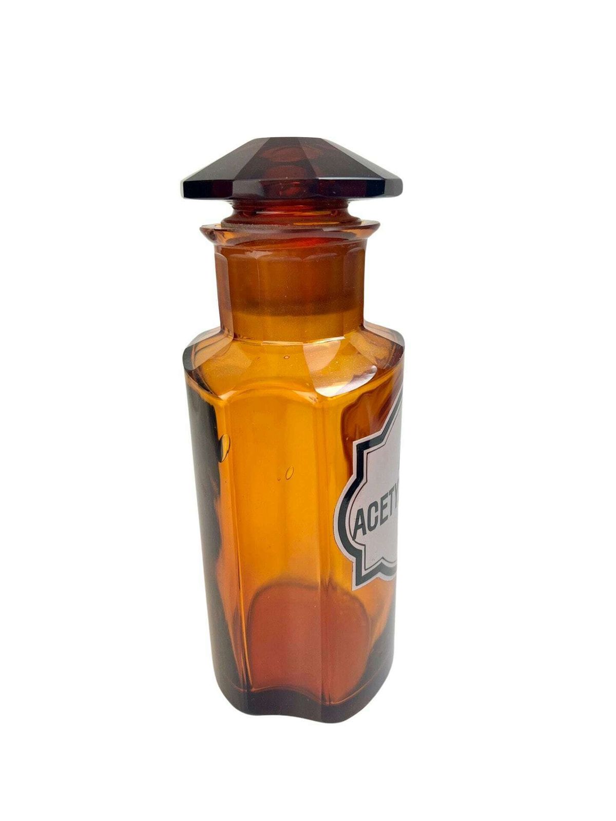 Vintage Amber Apothecary Acid Acetylosalicyl Glass Jar Old Medicine Bottle, Potion Bottle Gift For Dark Academia Fan Gothic Aesthetic Deco photo vinterior