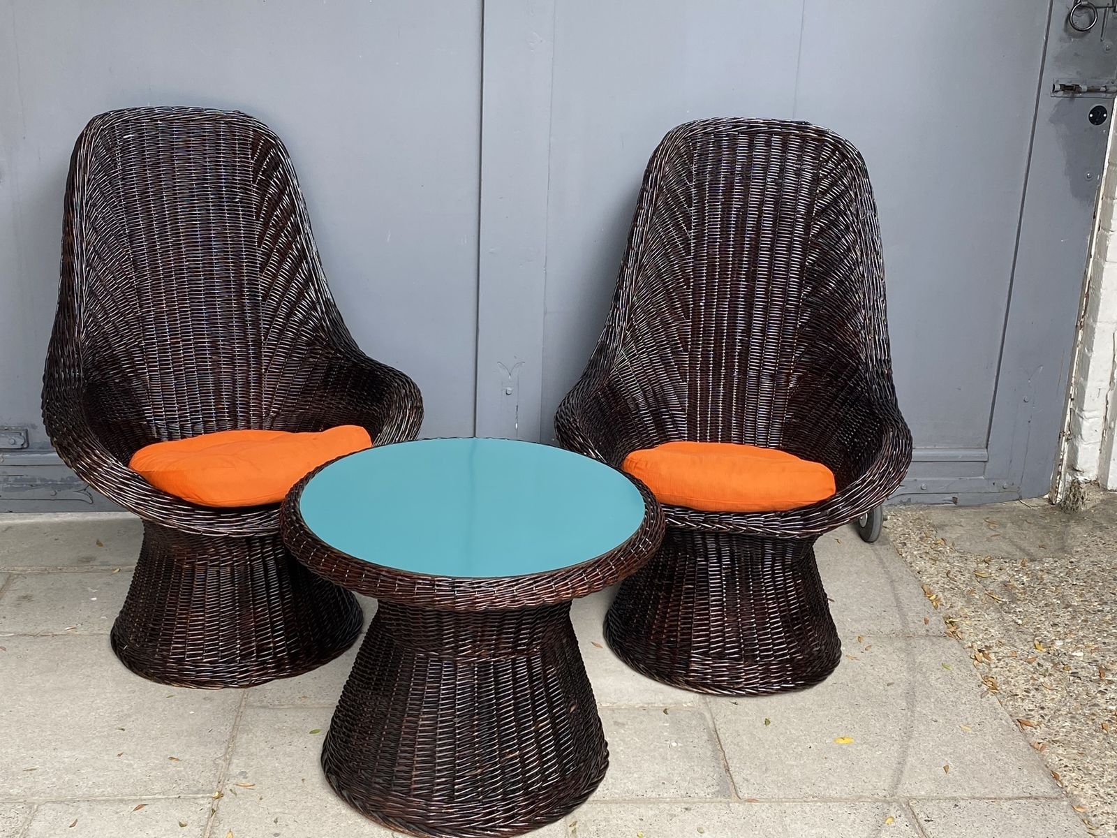 Furniture Set Of Mid Century Rattan Chairs & Table By Rohe Noordwolde, Holland, 1970s photo