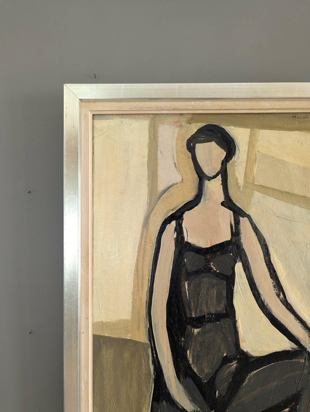 Pose  Oil Painting, 1950s, Modernist photo vintage